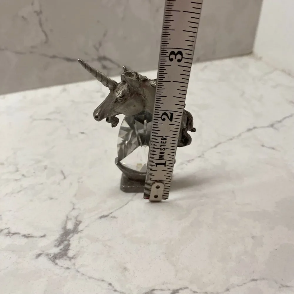 Spoontiques 1983 Pewter and Crystal Prism Miniature Pewter‎ Unicorn Figurine